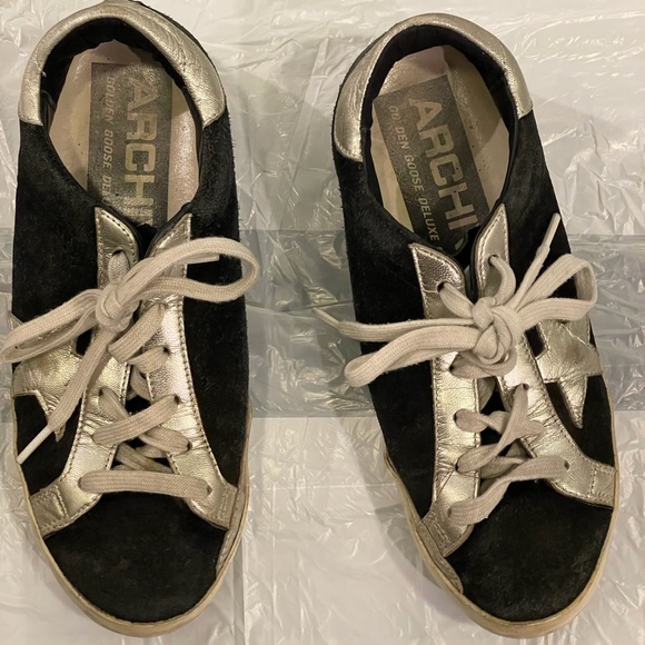 GOLDEN GOOSE SNEAKERS WOMEN SUEDE BLACK & SILVER - Picture 2 of 3